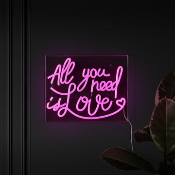 All You Need Is Love Contemporary Glam Acrylic Box USB Operated LED Neon Light - JONATHAN Y